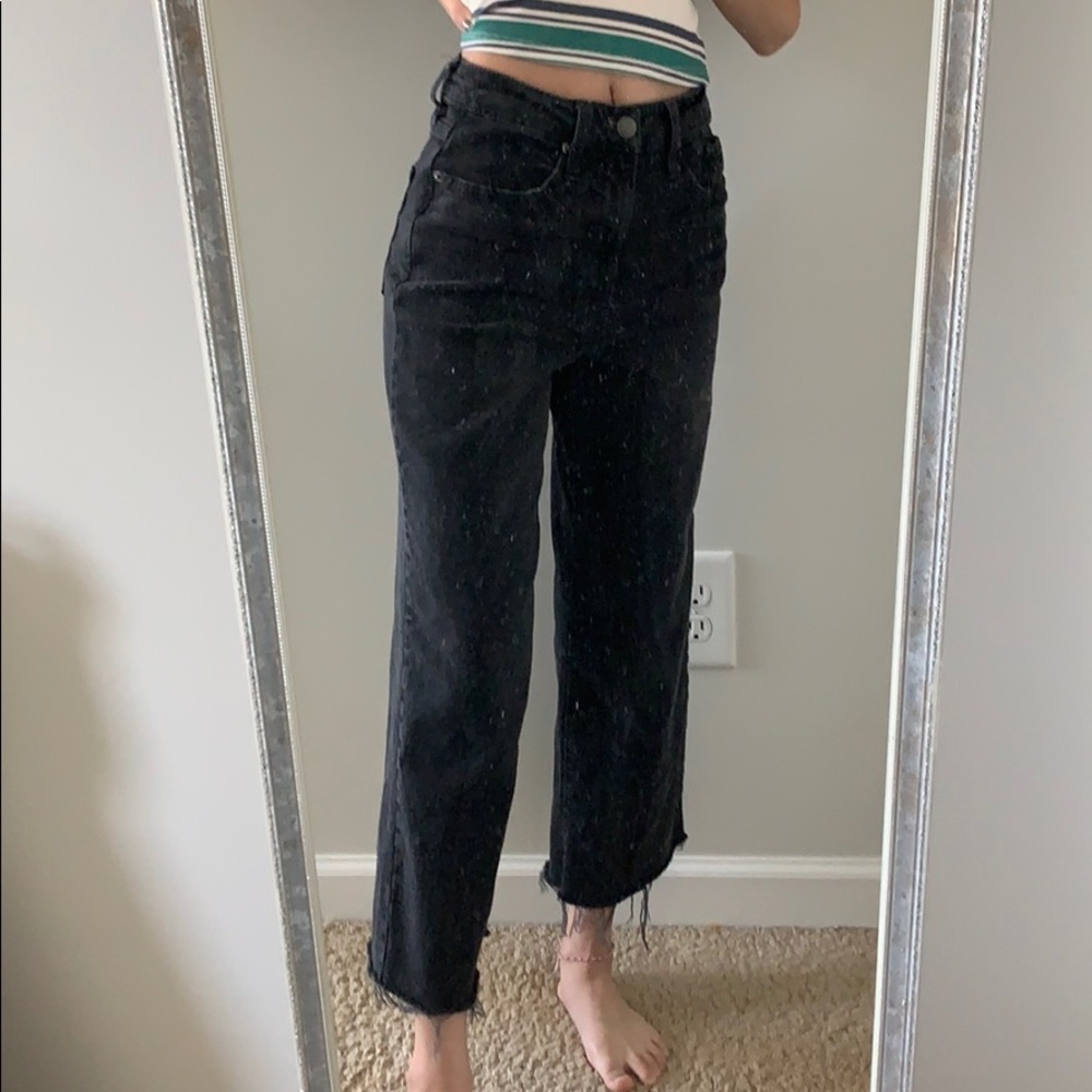 black straight cut jeans